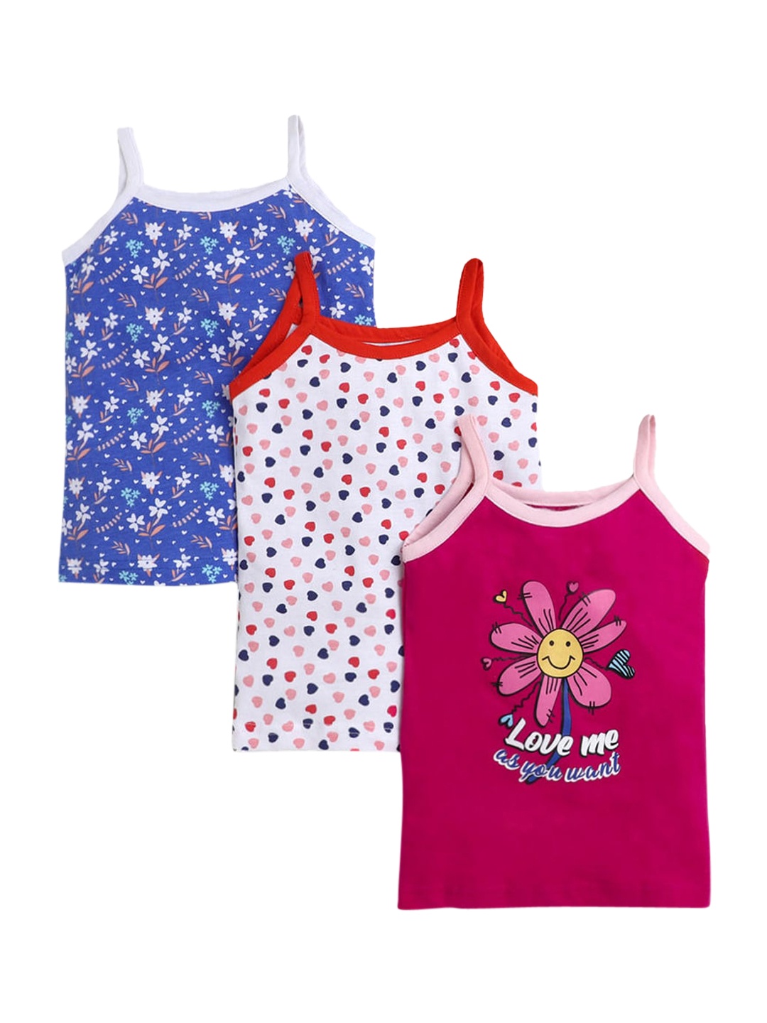 

Hopscotch Girls Pack of 3 Blue & White Printed Cotton Camisoles