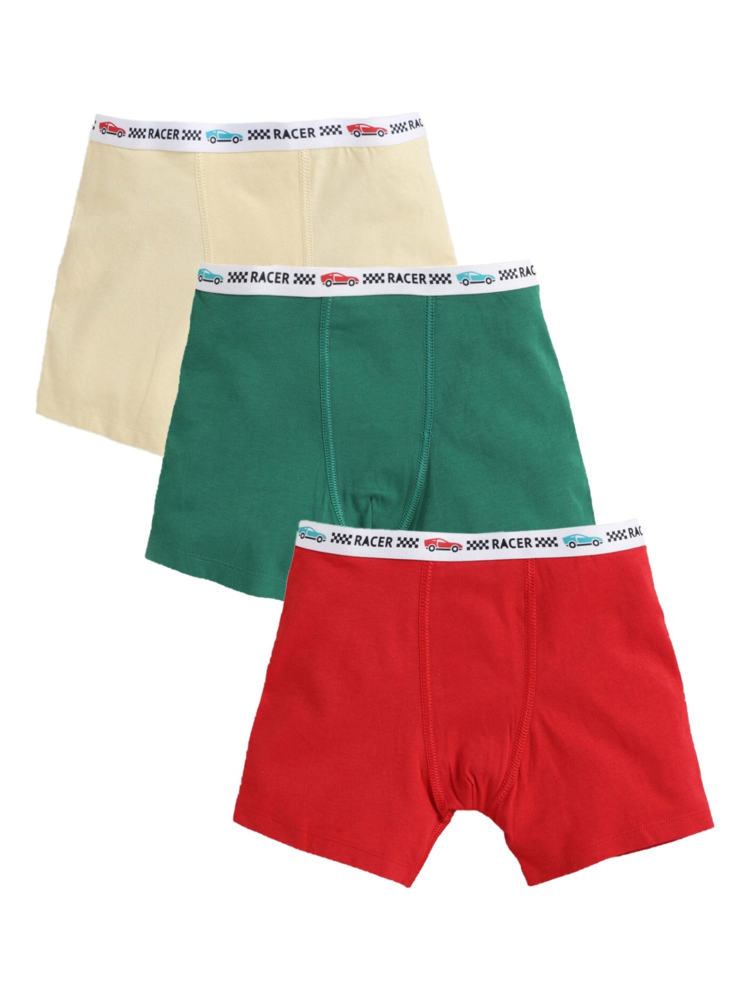 

Hopscotch Boys Pack of 3 Solid Cotton Basic Briefs, Multi