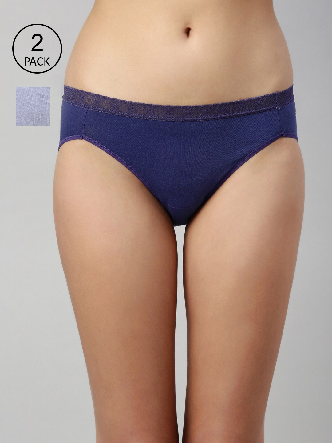 

Enamor Women Pack of 2 Navy Blue & Blue Hipster Briefs CH06