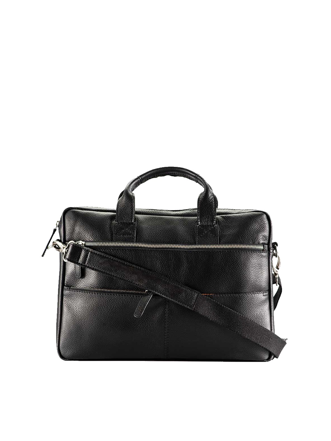 

Picco Massimo Unisex Black Leather Laptop Messenger Bag