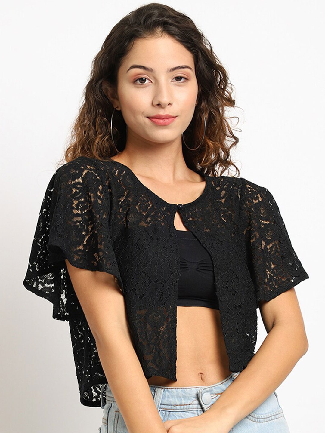 

Rute Women Black Cotton Shrug