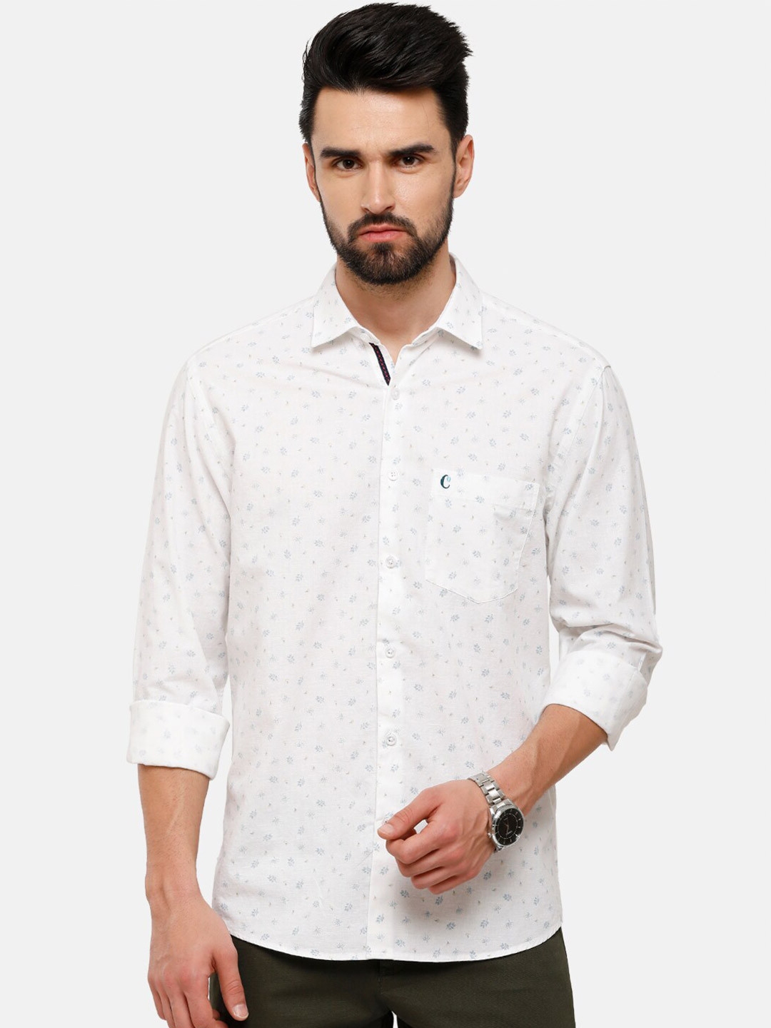 

CAVALLO by Linen Club Men Turquoise Blue Printed Casual Shirt