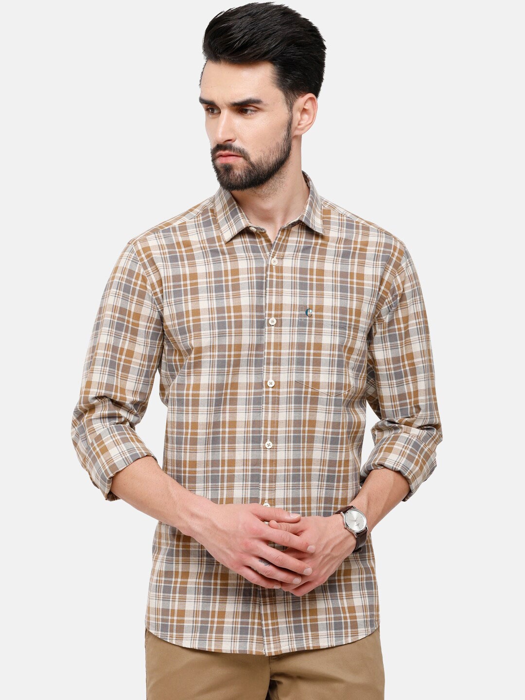 

CAVALLO by Linen Club Men Multicoloured Tartan Checks Checked Casual Shirt, Multi