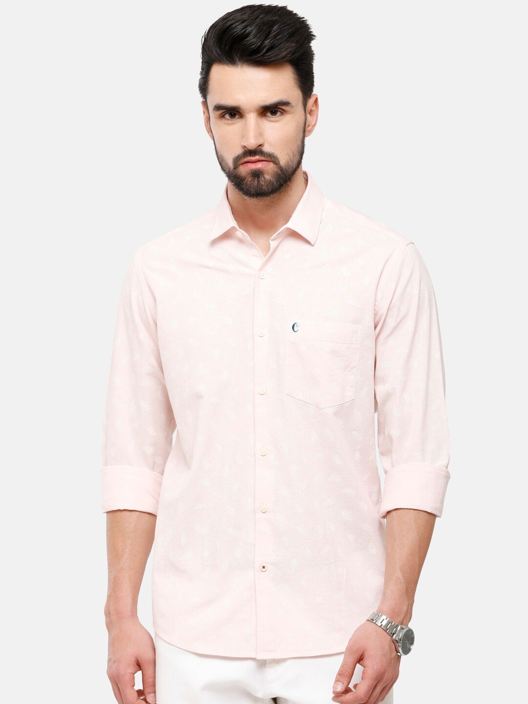 

CAVALLO by Linen Club Men Pink Solid Cotton Casual Shirt