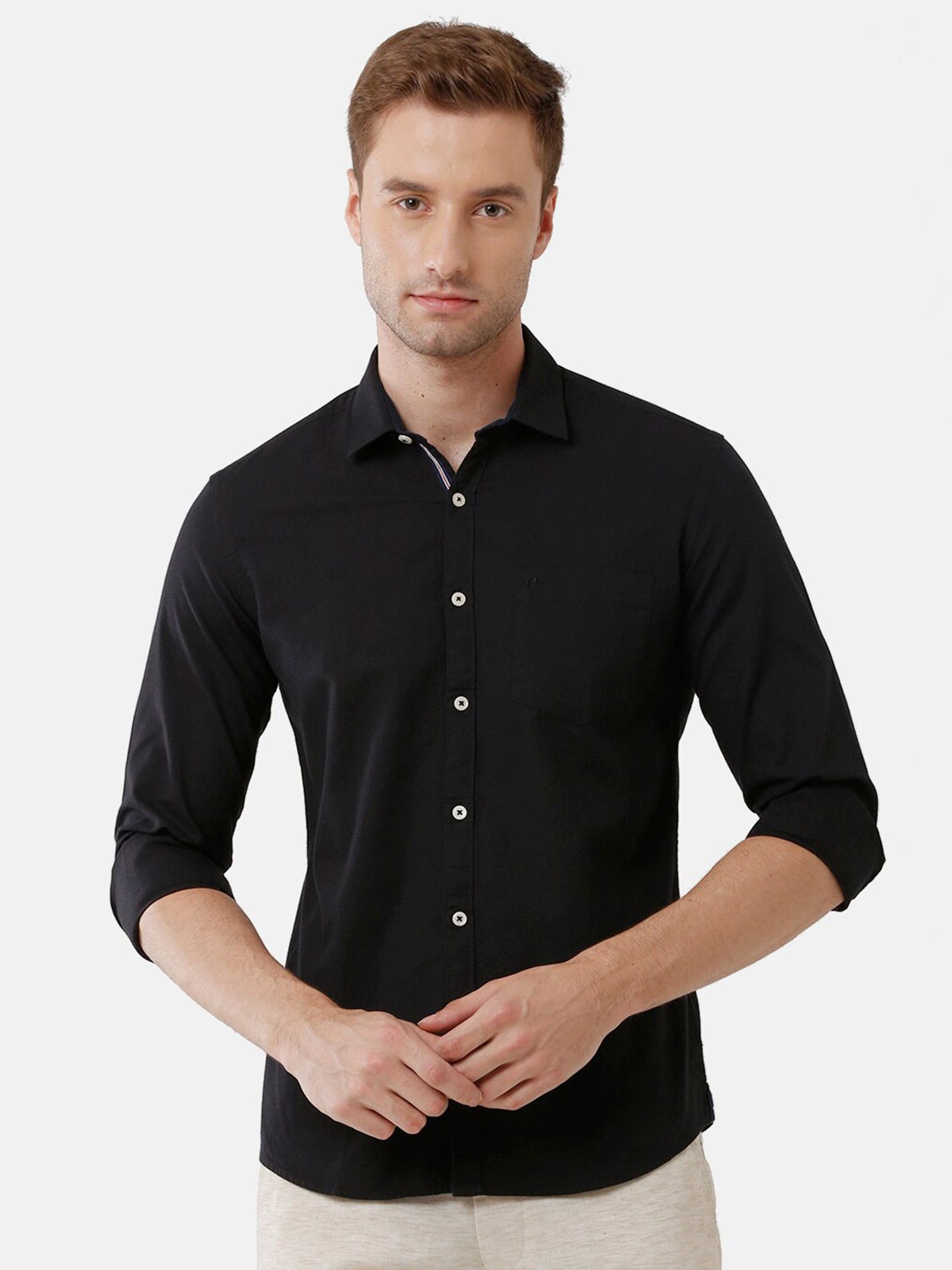 

CAVALLO by Linen Club Men Black Linen Cotton Casual Shirt