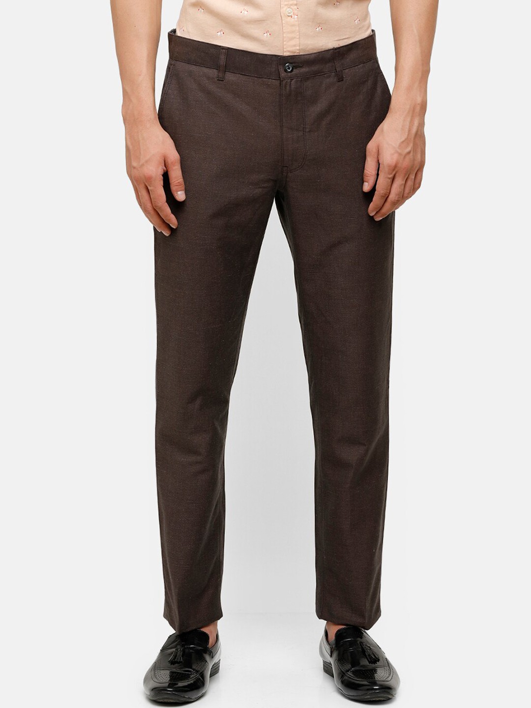 

Linen Club Men Brown Slim Fit Linen Trousers