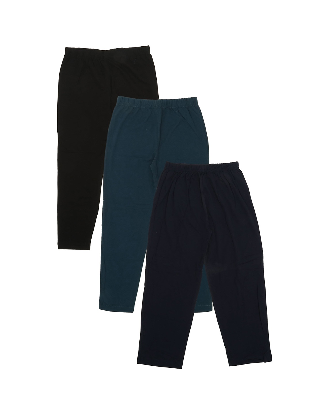 

OLIVE MIST Girls Pack of 3 Solid Cotton Leggings, Black