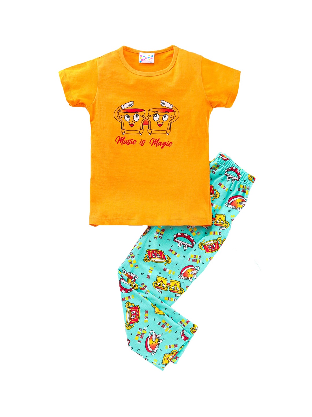 

Eimoie Girls Yellow & Blue Night suit 100% Cotton
