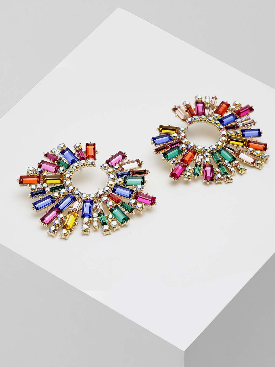 

Wild & Free Multicoloured Spiked Crystal Studs Earrings, Multi