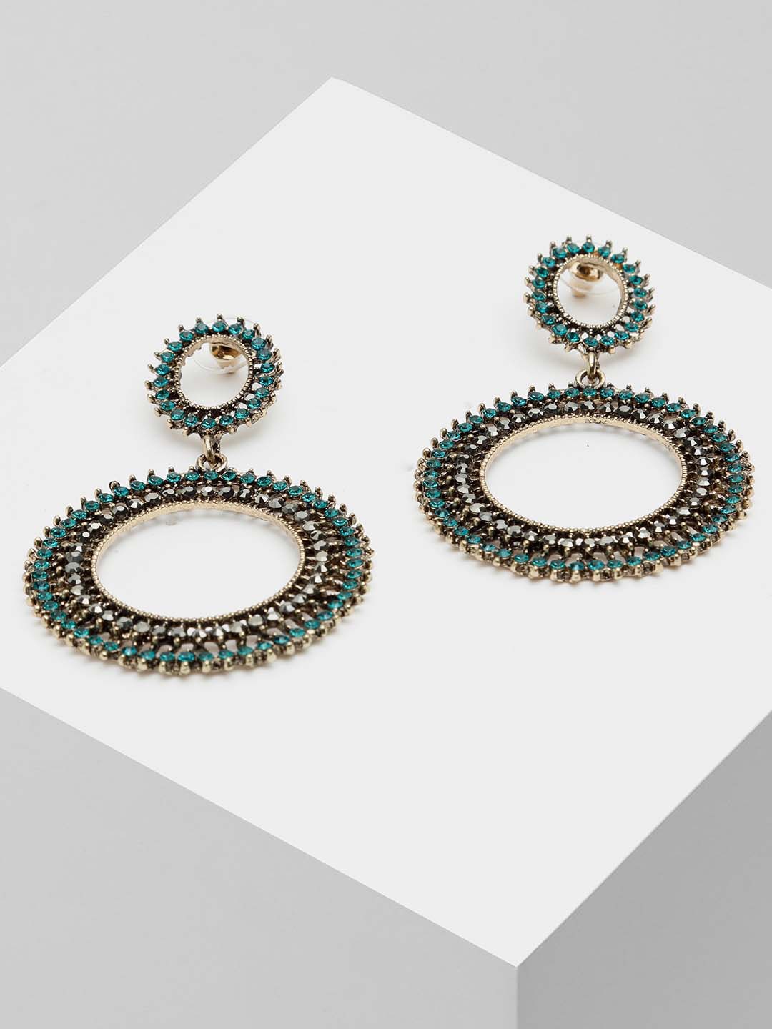 

Wild & Free Green Gold Plated Circular Drop Earrings