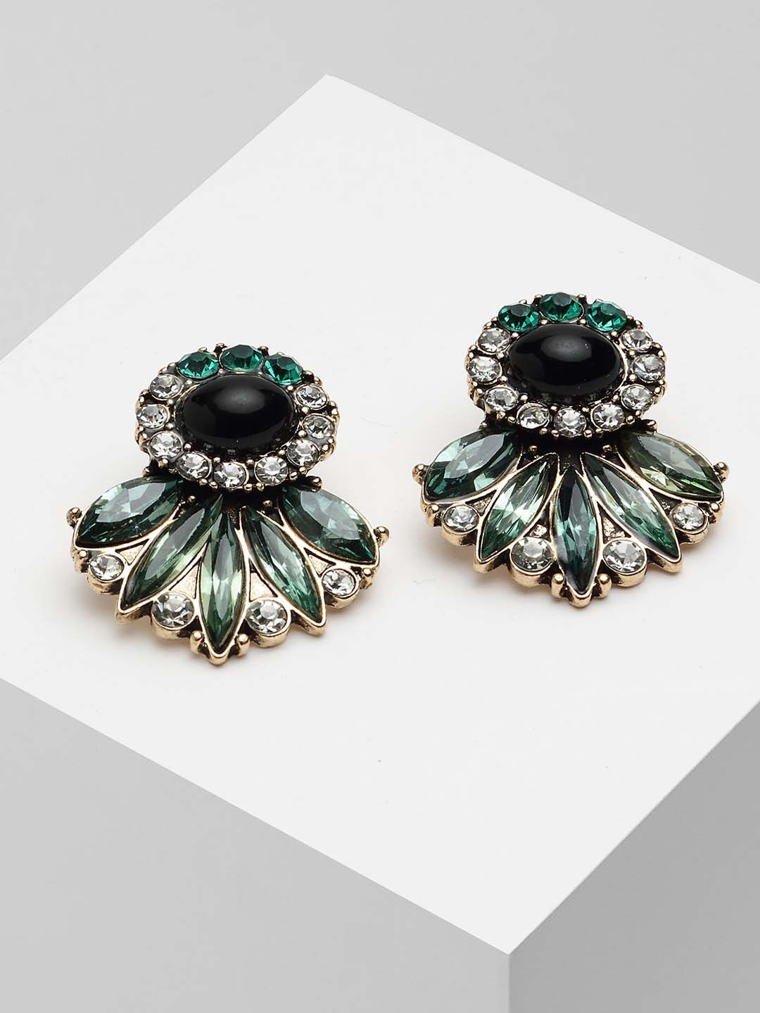 

Wild & Free Women Gold-Plated Green Classic Studs Earrings