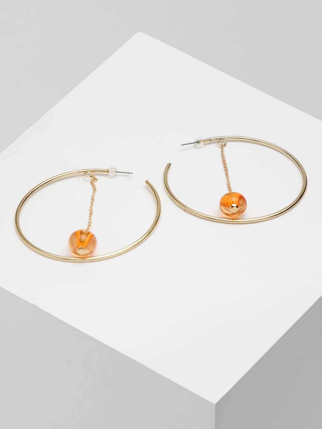 

Wild & Free Gold-Toned Circular Crystals Studded Half Hoop Earrings