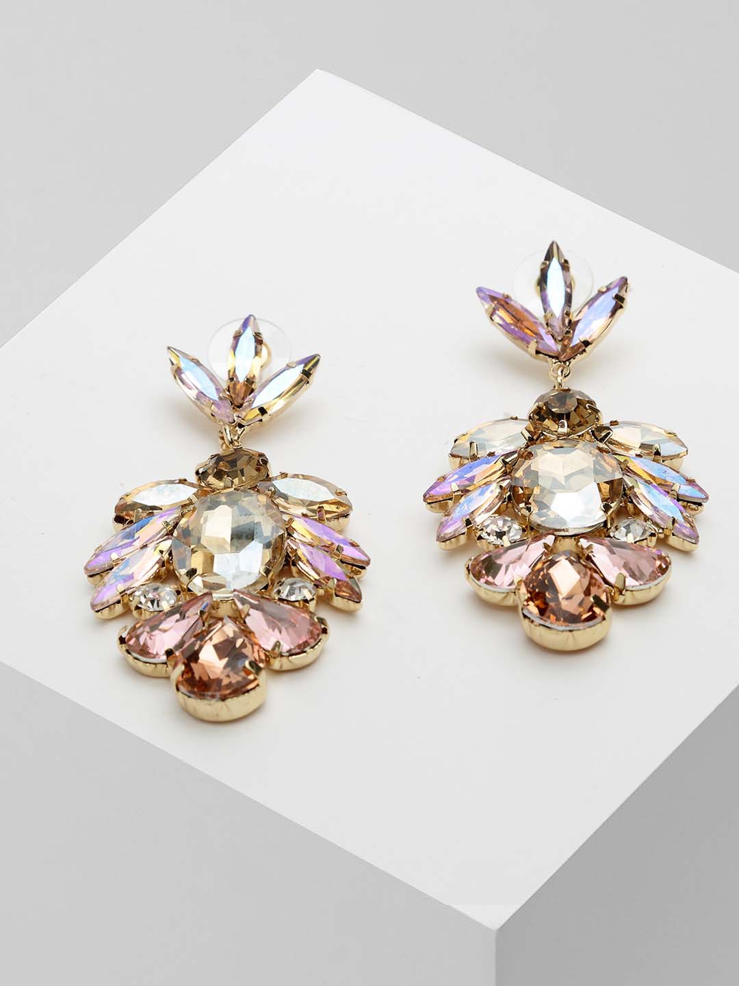 

Wild & Free Gold-Plated Multicoloured Floral Drop Earrings, Multi