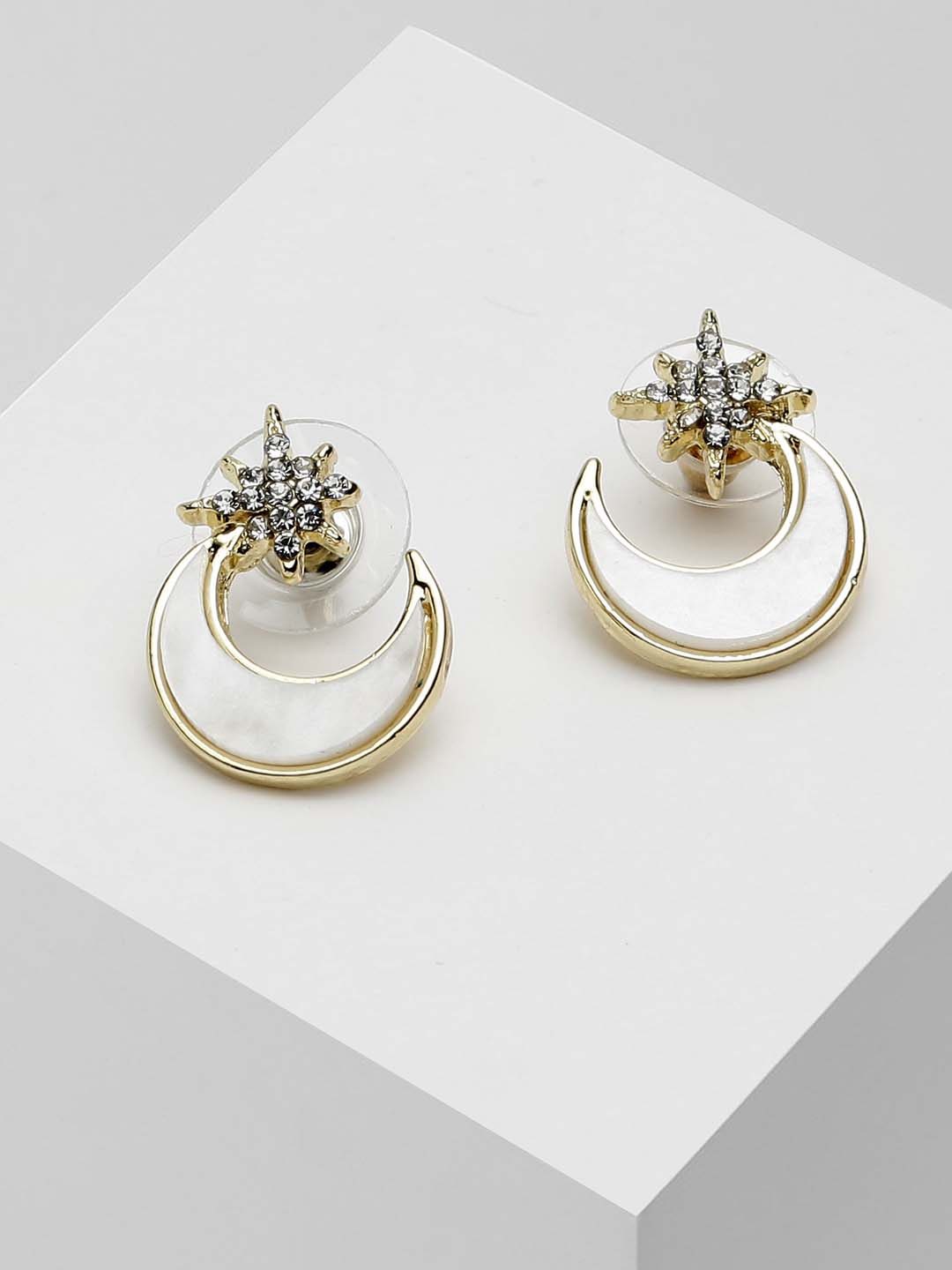 

Wild & Free Gold-Plated & White Circular Studs Earrings