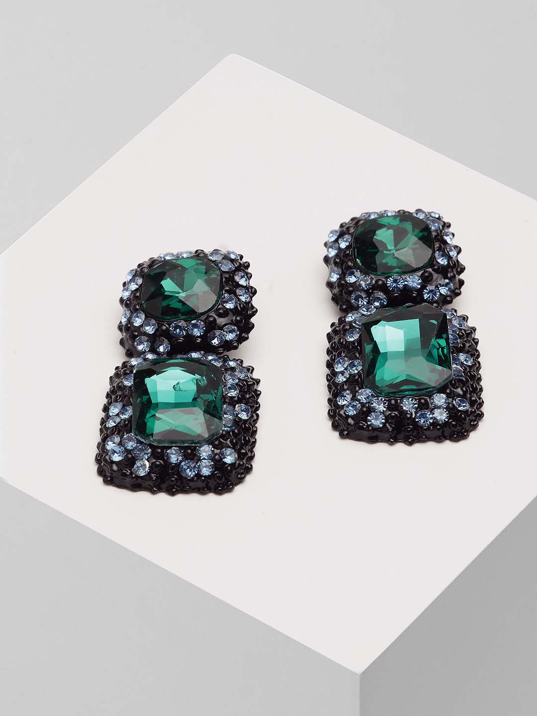 

Wild & Free Gold-Plated Green Square Drop Earrings