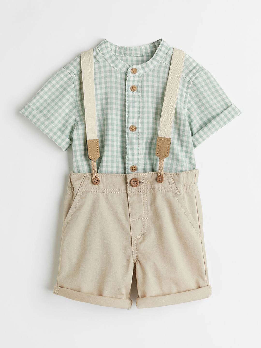 

H&M Boys Beige & Green 2-Piece Cotton Set