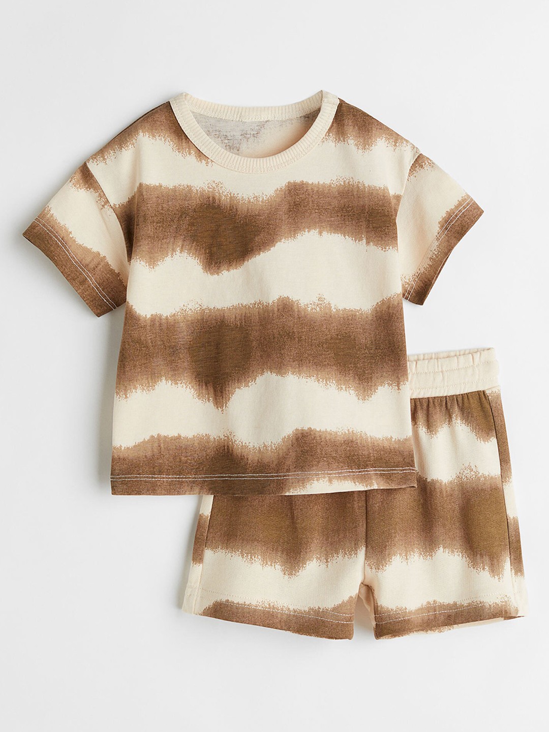

H&M Boys Brown & Cream Colored Dyed 2-Piece Cotton Set