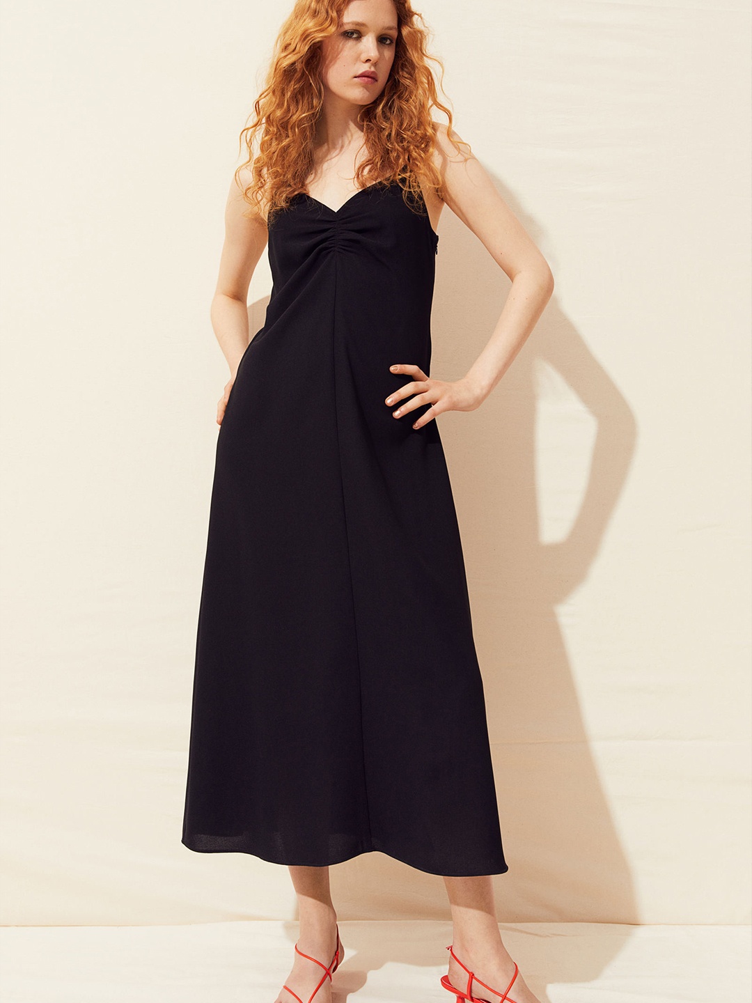 

H&M Women Black V-Neck Slip Dress