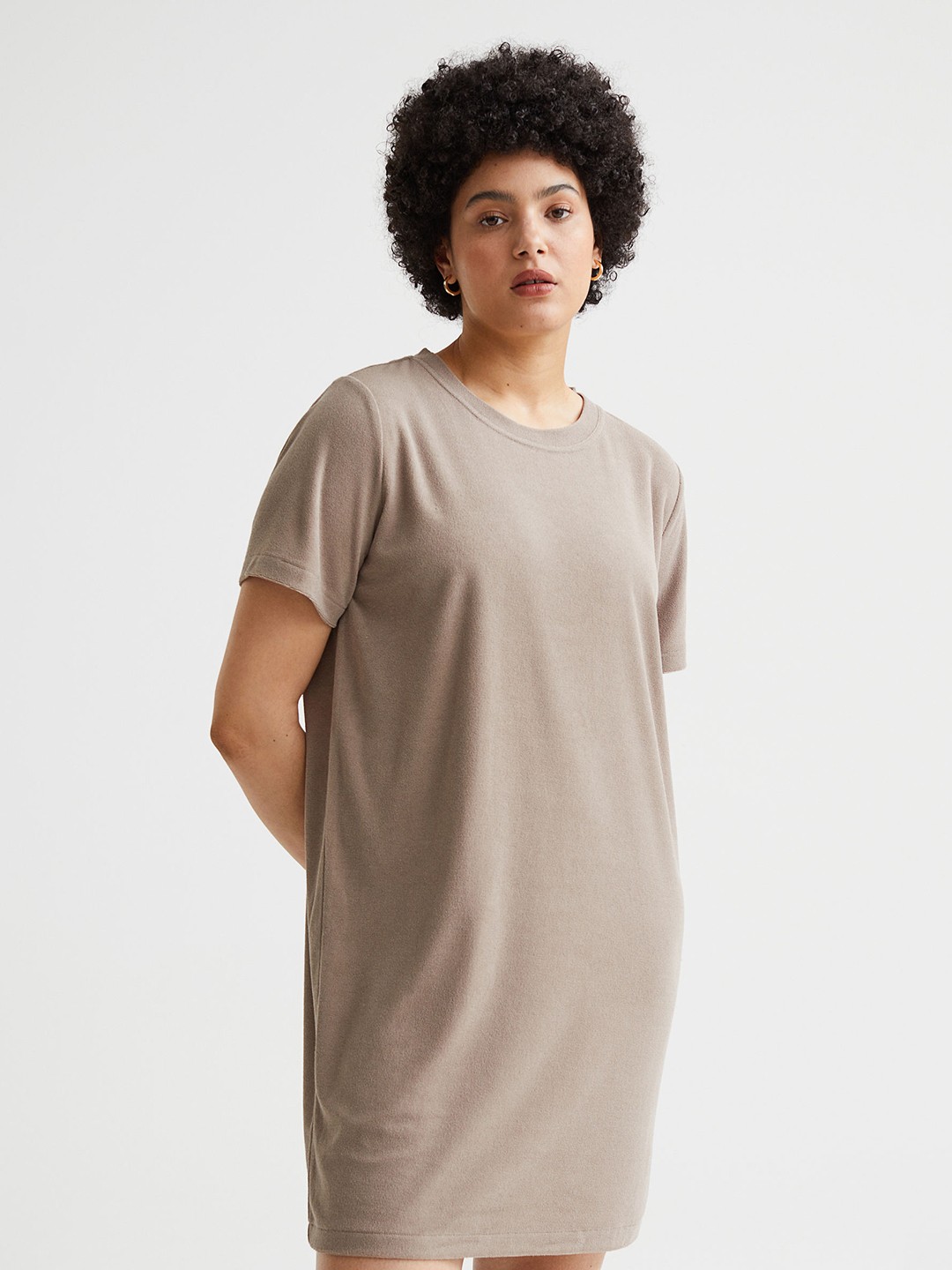 

H&M Women Beige Terry T-shirt Dress