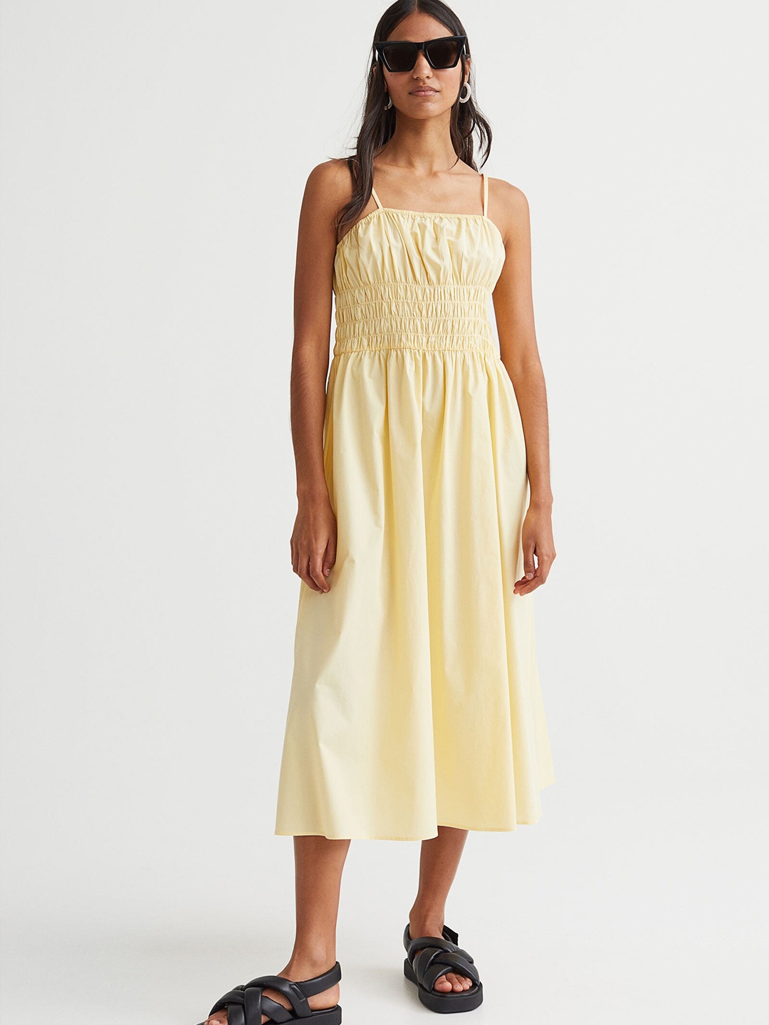 

H&M Women Yellow Smock-waisted Dress