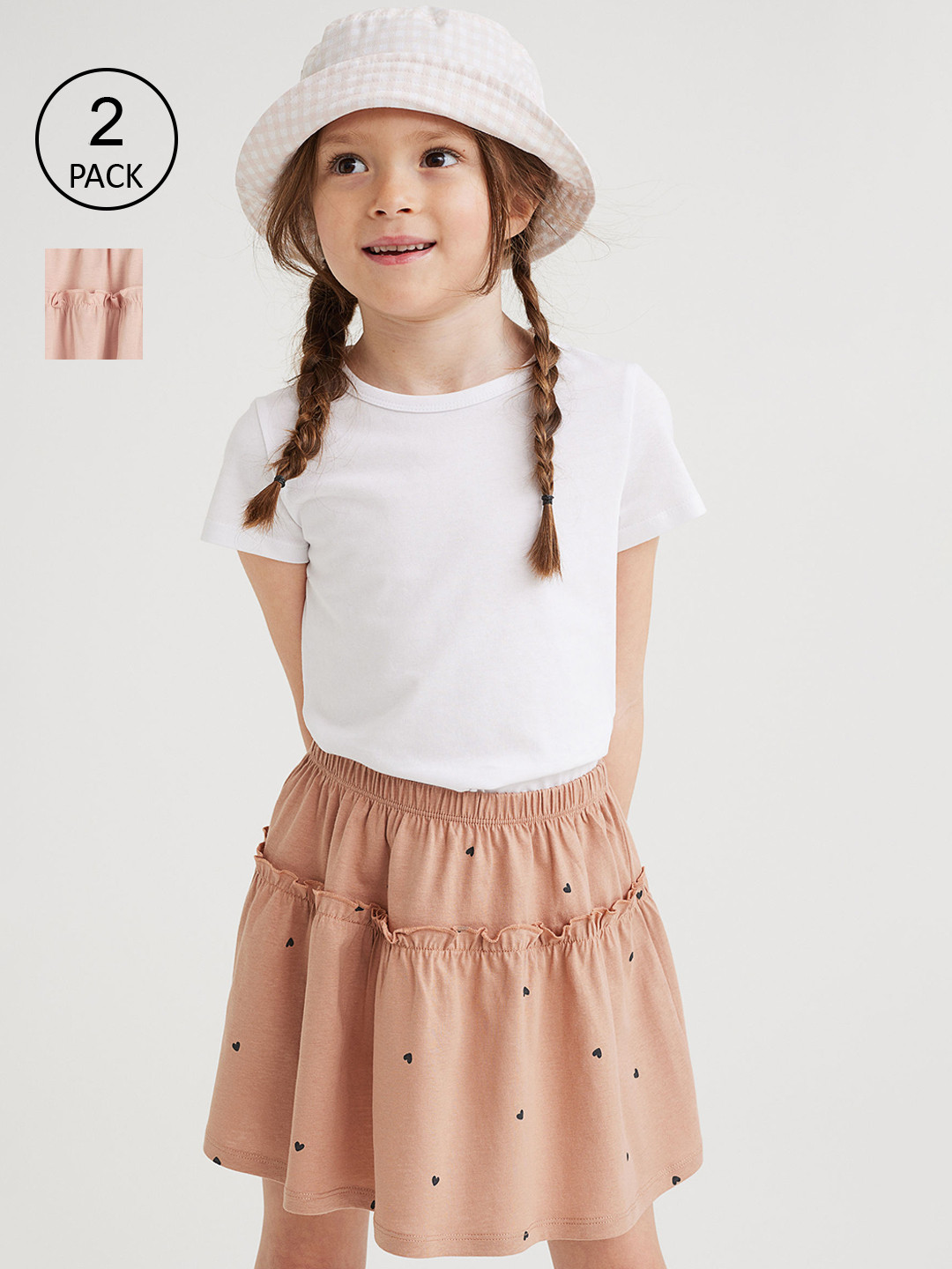 

H&M Pack Of 2 Girls Pink Printed & Tiered Skirts, Multi