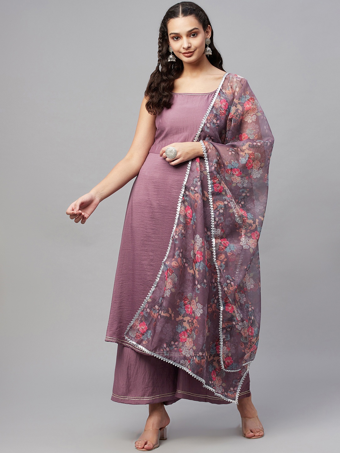 

Myshka Women Mauve Kurta with Palazzos & Dupatta
