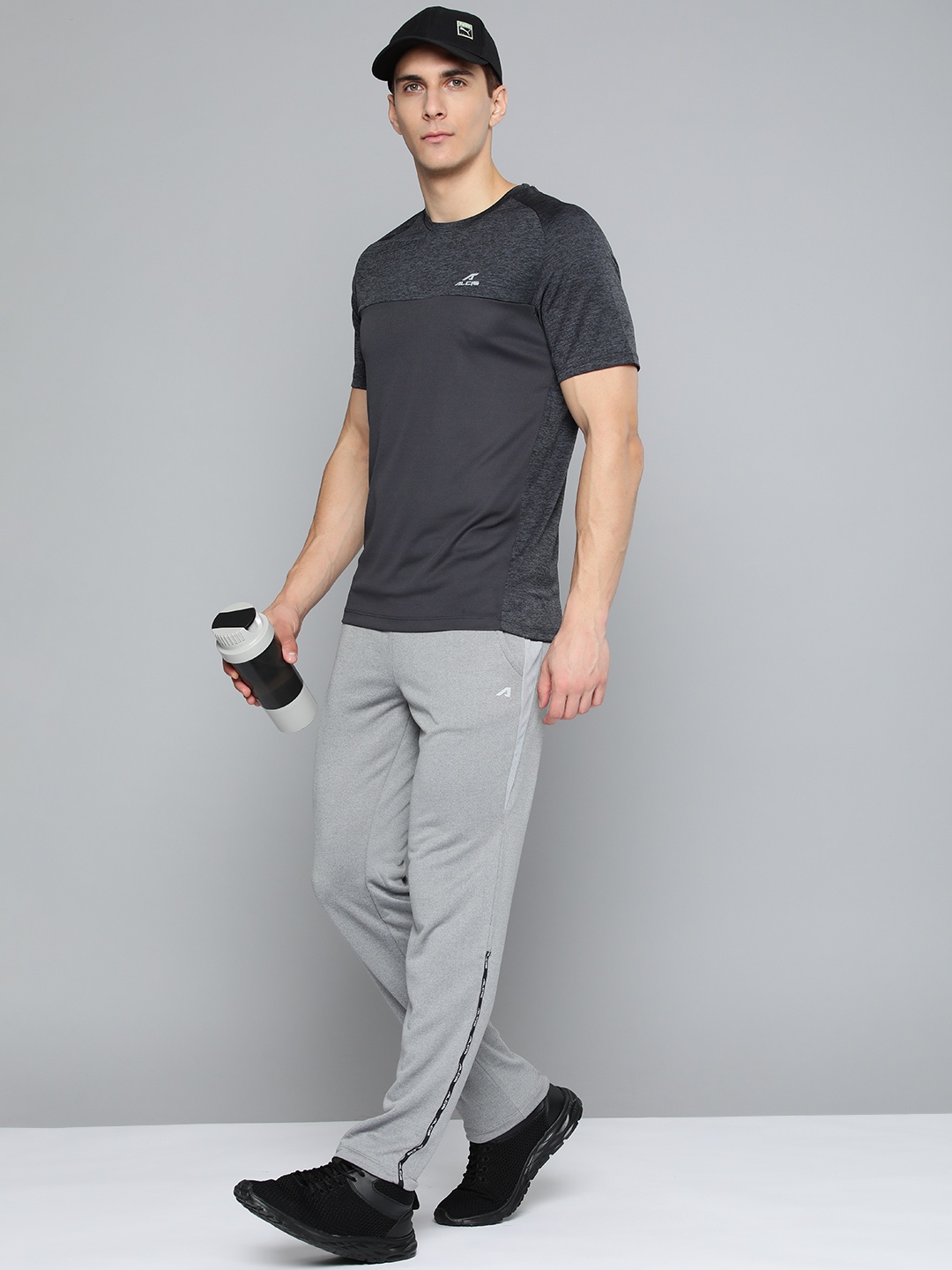 

Alcis Men Grey Melange Solid Track Pants