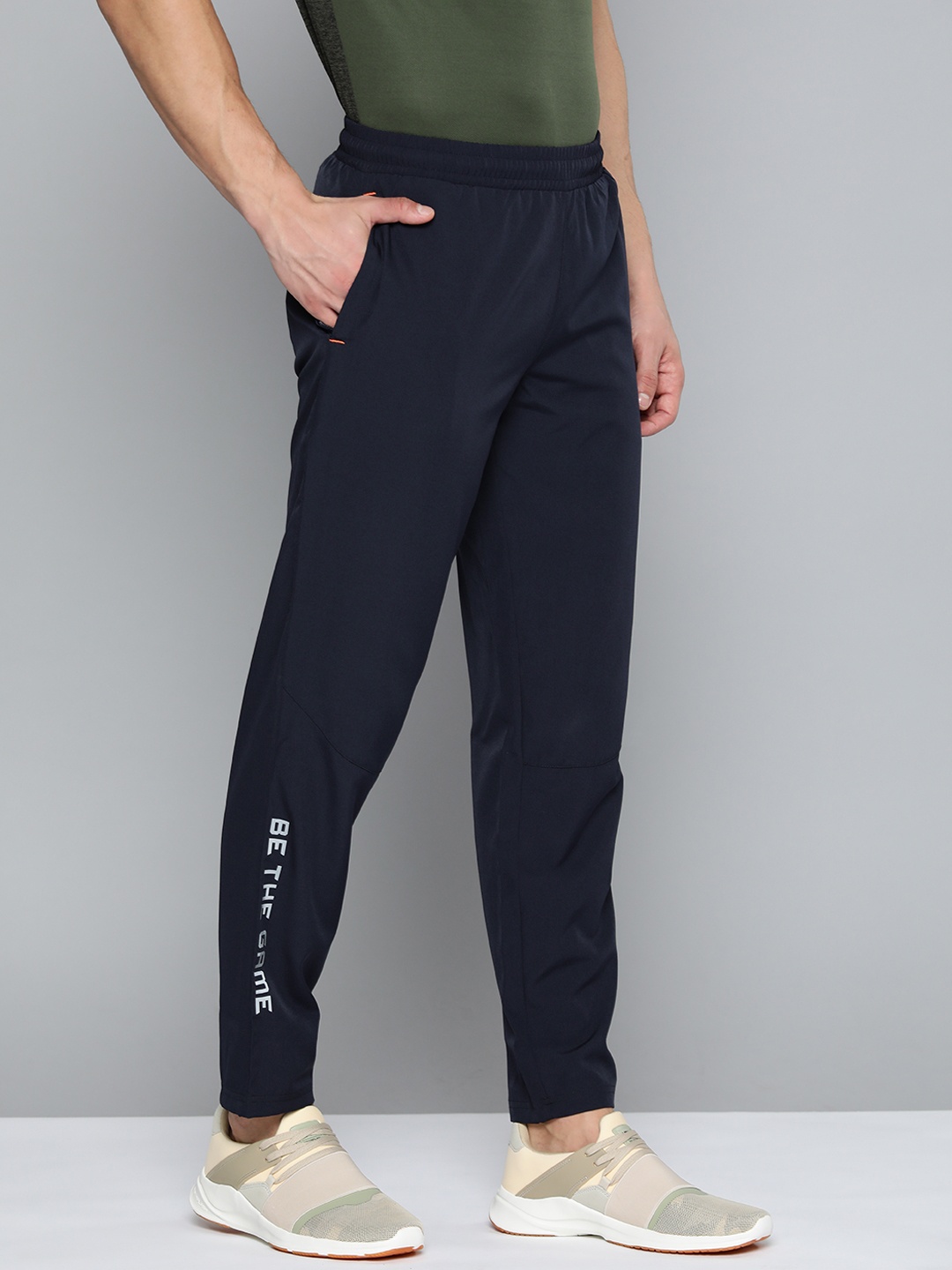 

Alcis Men Navy Blue Typography Print Track Pants