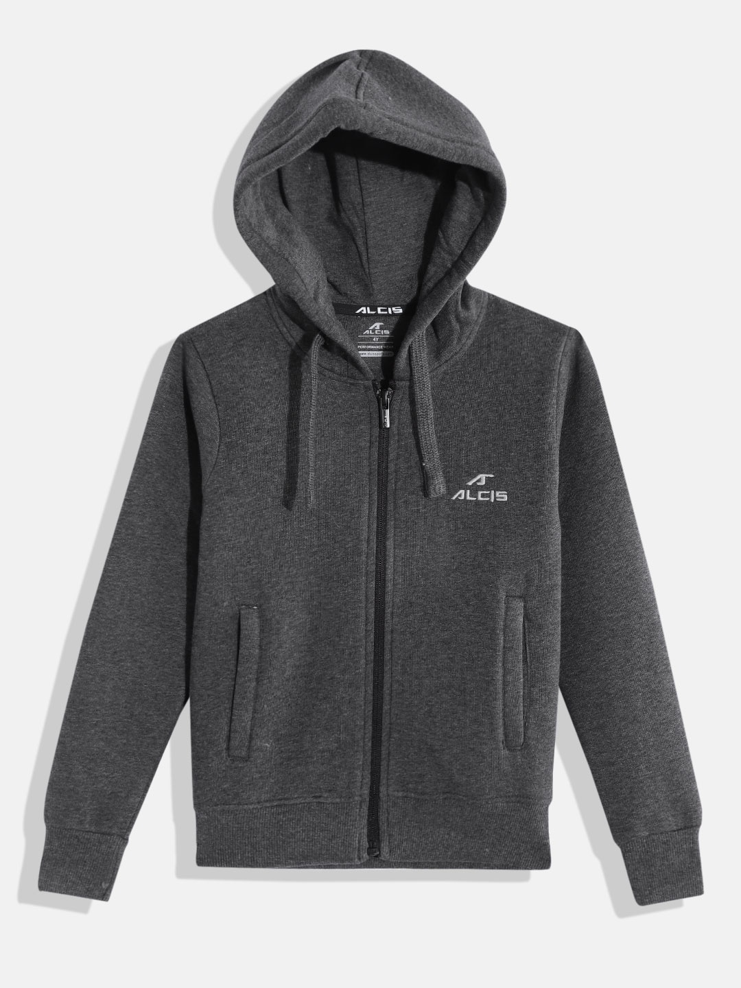 

Alcis Boys Charcoal Grey Solid Hooded Sweatshirt