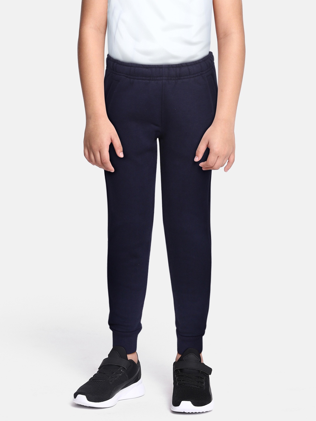 

Alcis Boys Navy Blue Solid With Brand Logo Embroidered Joggers