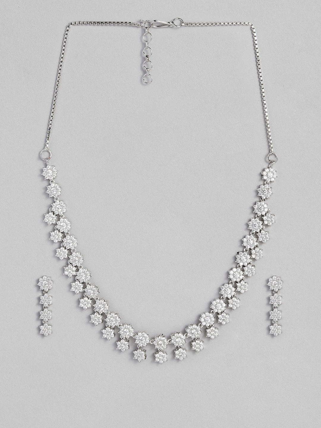

Peora American Diamond Silver Plated Choker Jewellery Set
