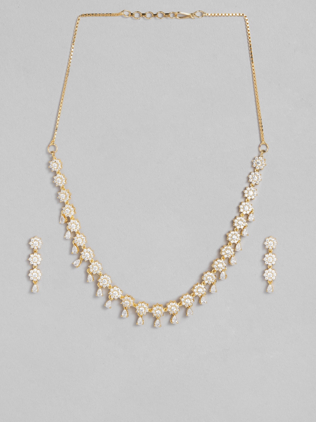 

Peora Gold-Plated American Diamond Studded Choker Jewellery Set