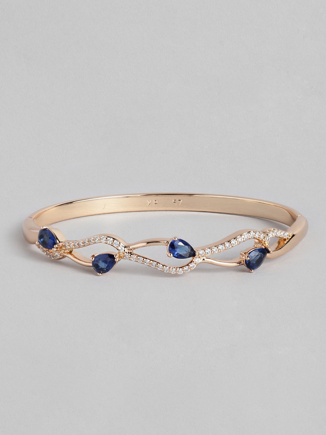 

Peora Women Gold-Toned & Blue American Diamond Gold-Plated Kada Bracelet