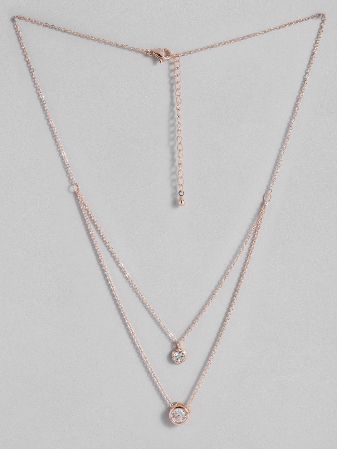 

Peora Women Rose Gold-Plated Two Layered Chain With Pendant