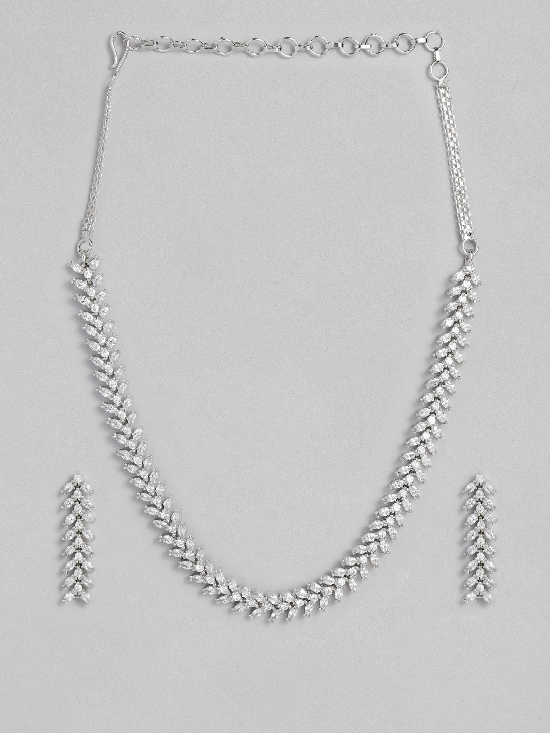 

Peora Silver-Plated American Diamond Studded Choker Jewellery Set
