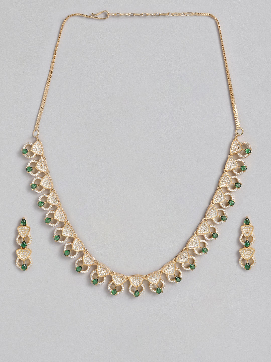 

Peora American Diamond Green Gold Plated Choker Jewellery Set