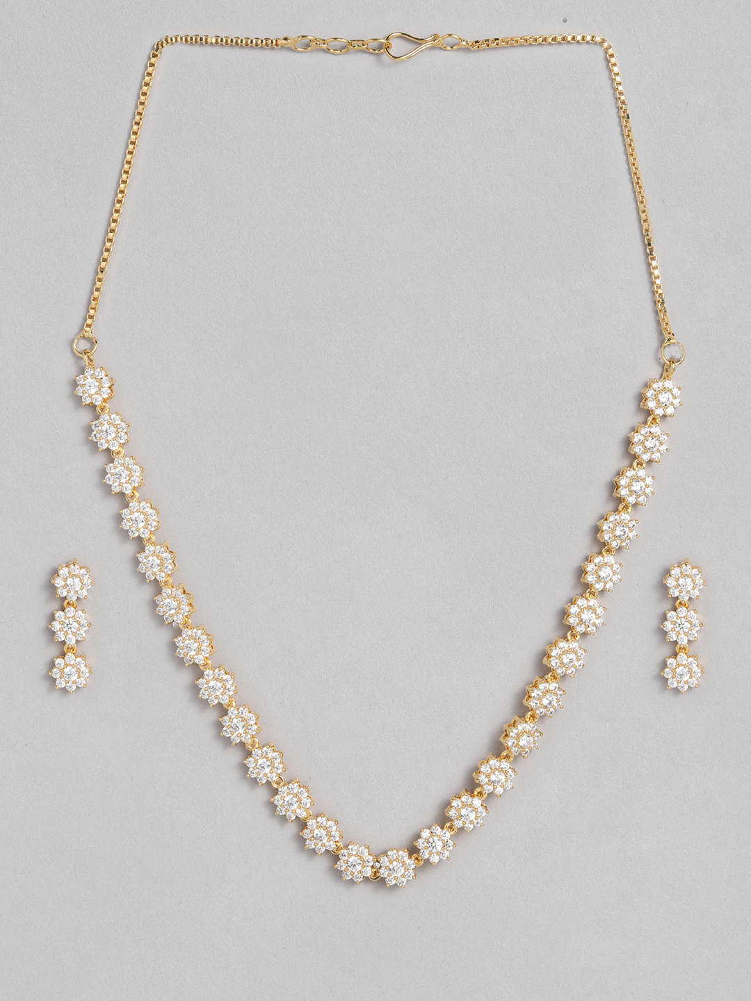

Peora American Diamond Gold Plated White Choker Jewellery Set
