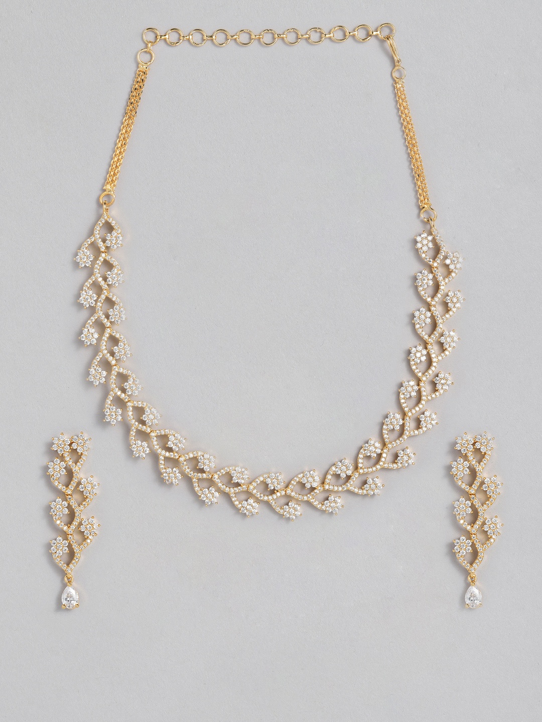 

Peora American Diamond Gold Plated White Choker Jewellery Set