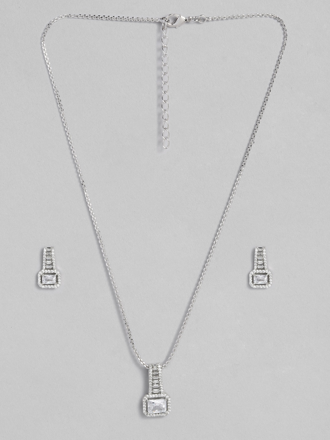 

Peora Silver-Plated AD Studded Jewellery Set