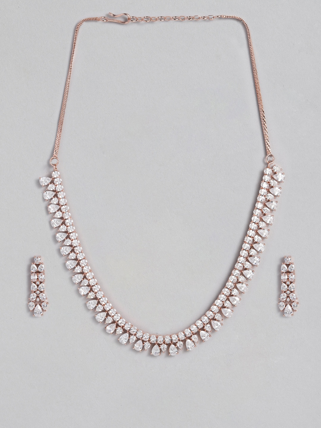 

Peora American Diamond Rose Gold Plated Choker Jewellery Set