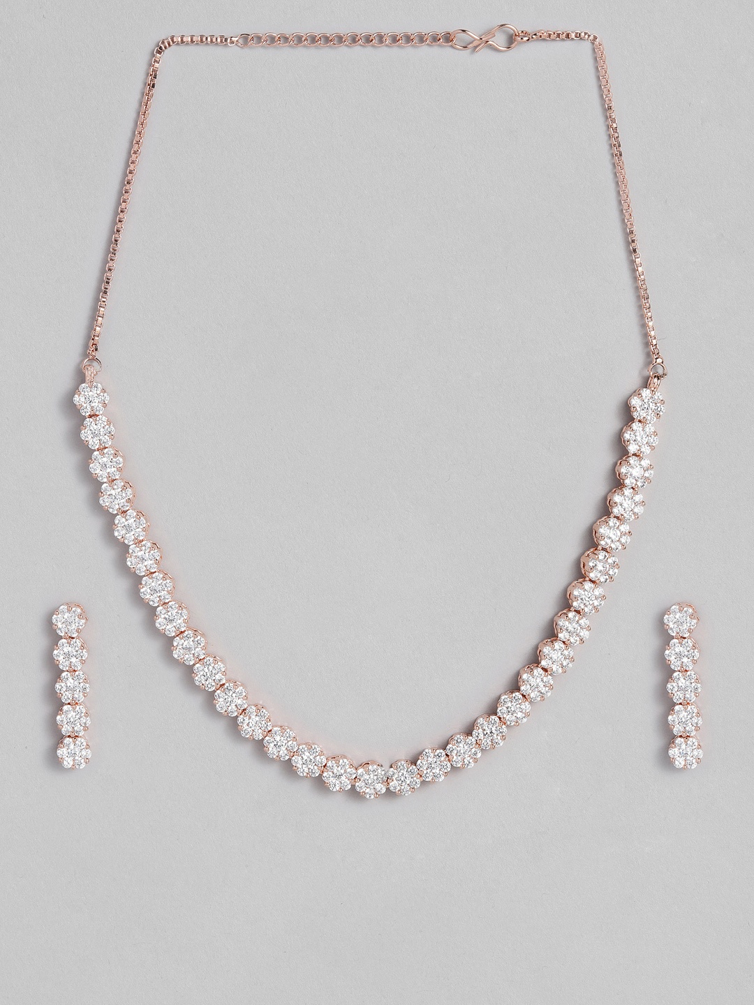 

Peora American Diamond Rose Gold Plated Choker Jewellery Set