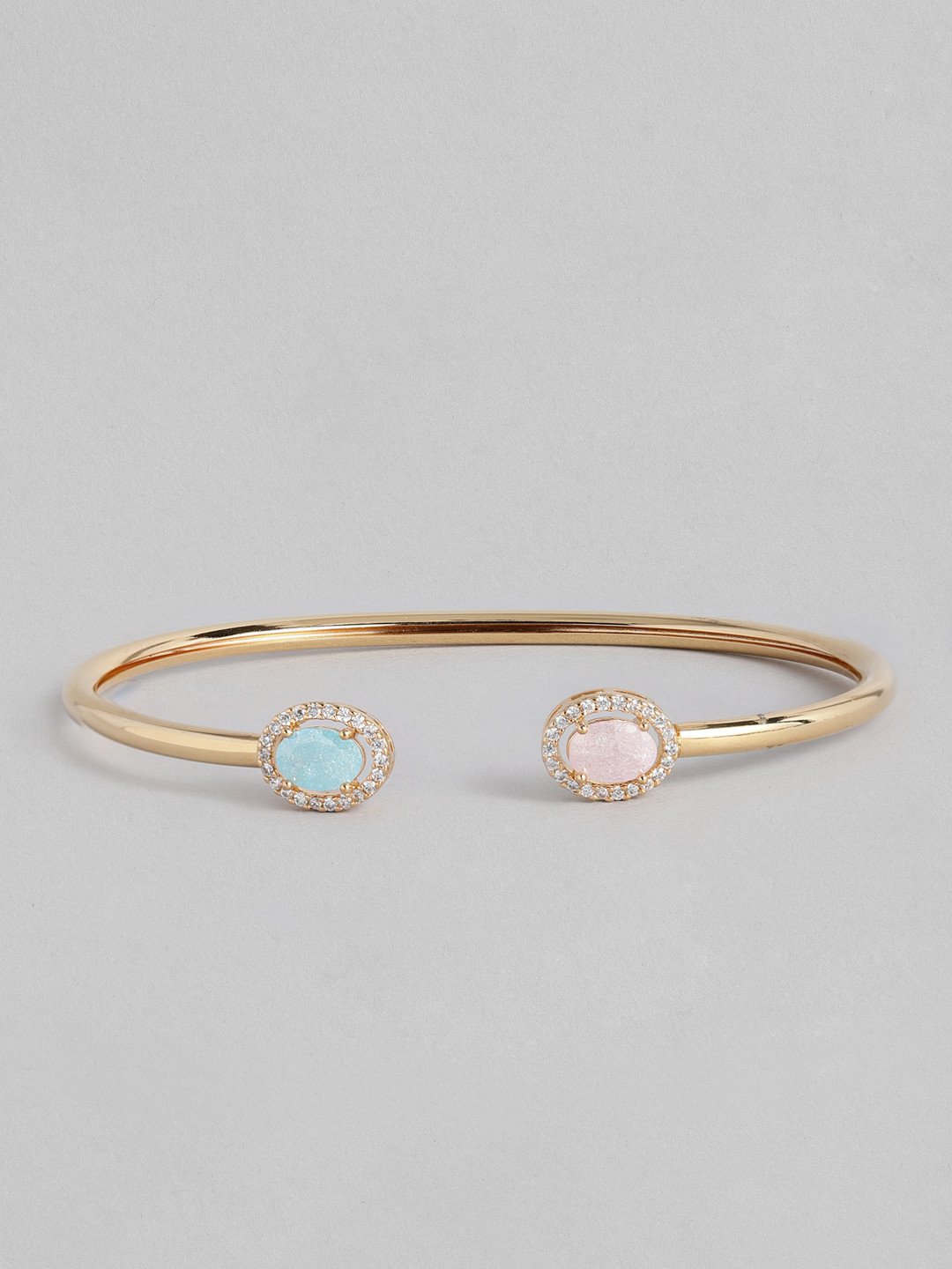 

Peora Women Gold-Toned & Blue American Diamond Gold-Plated Kada Bracelet