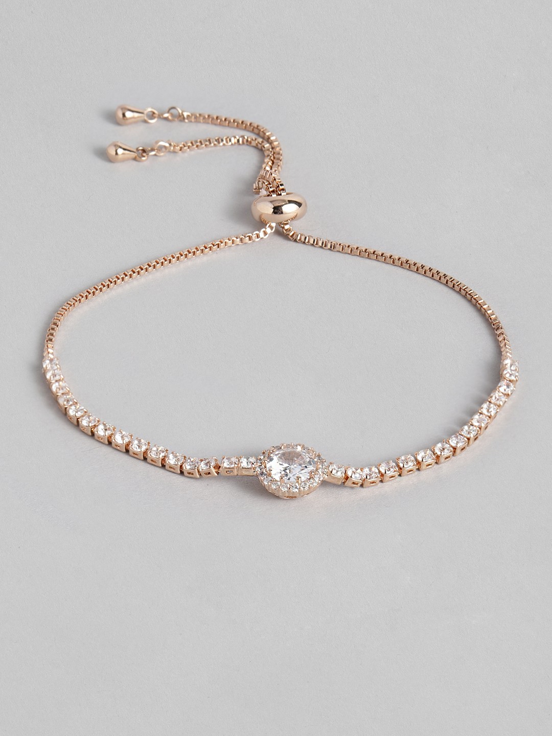 

Peora Women Rose Gold American Diamond Rose Gold-Plated Wraparound Bracelet