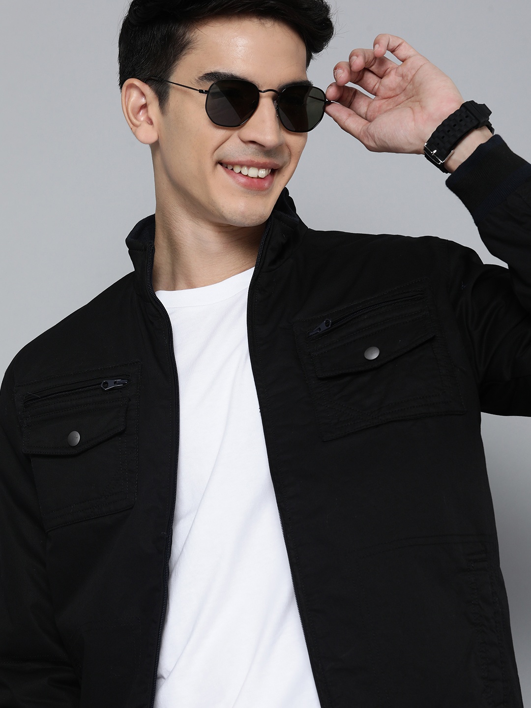 

HERE&NOW Men Black Solid Casual Tailored Jacket