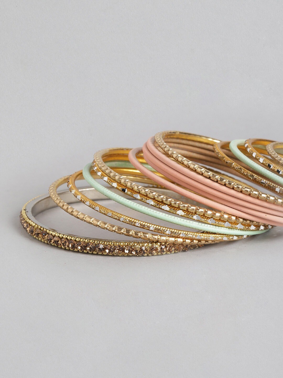 

MUCH MORE Women Set Of 46 Gold-Plated Multicolored Stone-Studded & Beaded Bangles, Multi
