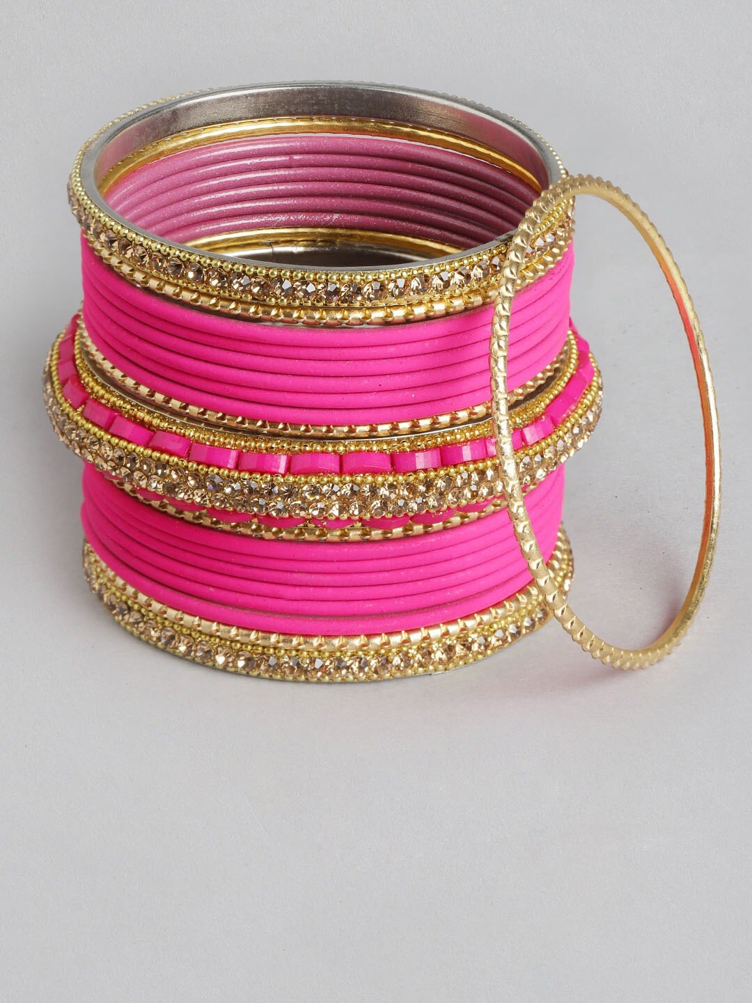 

MUCH MORE Set of 42 Gold Plated & Pink Handcrafted Bangles