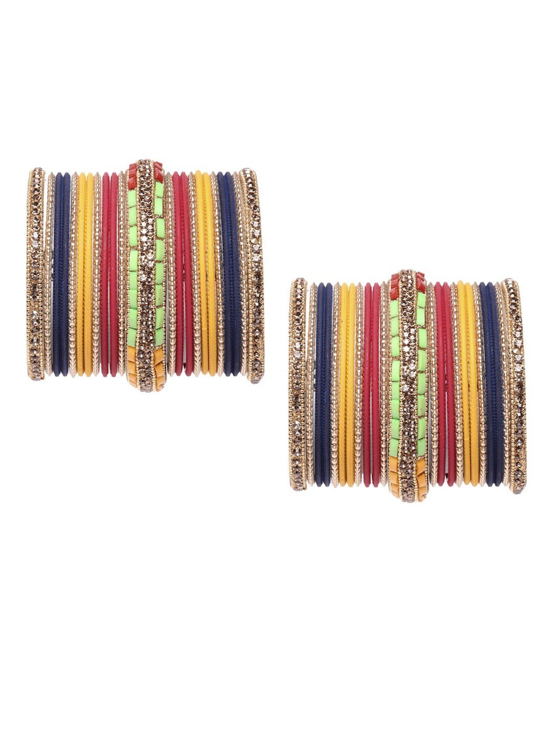 

MUCH MORE Set of 46 Gold Plated & Multicolored Handcrafted Bangles, Multi