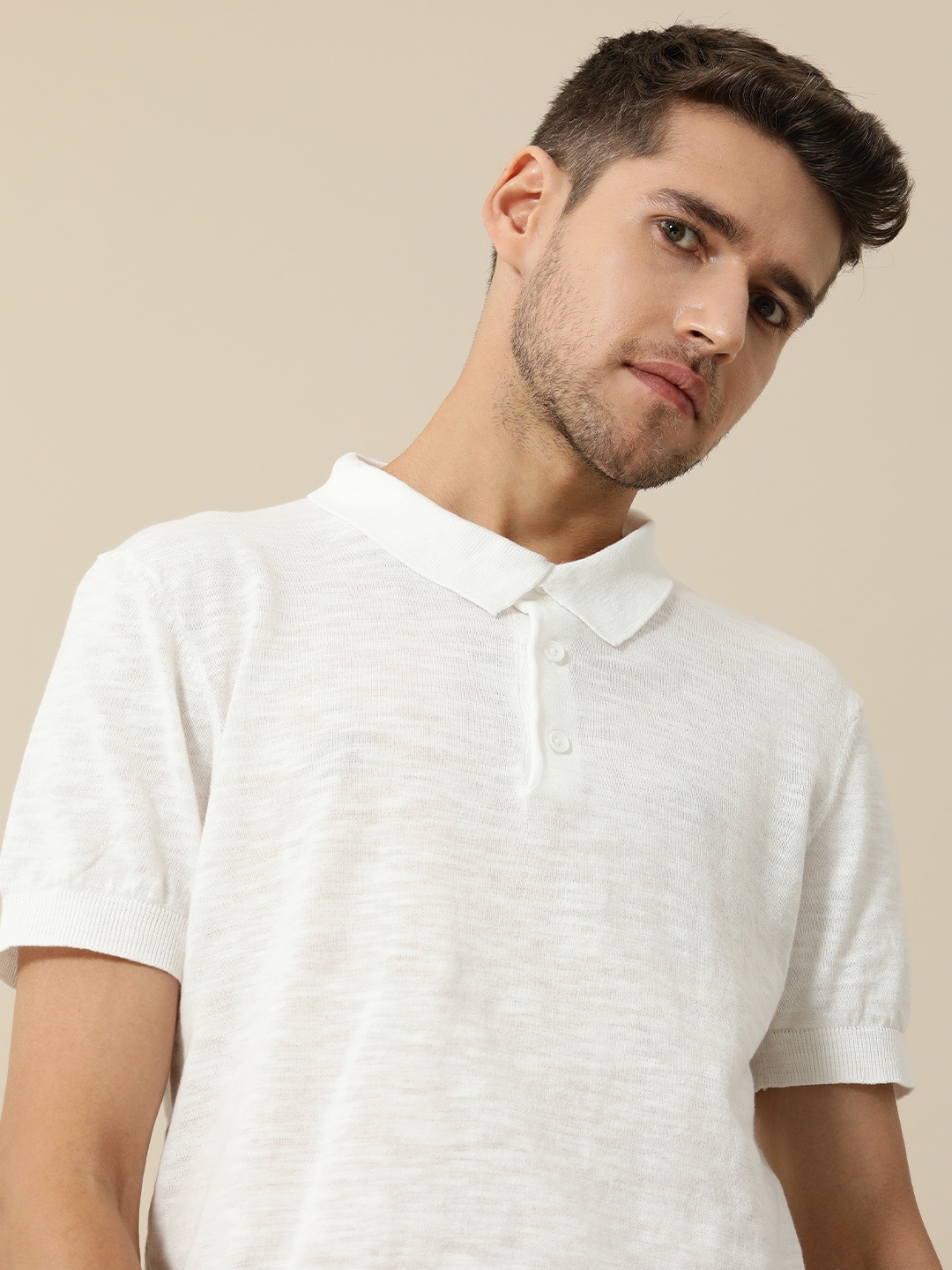 

Mr Bowerbird Men Flat Knit Classic Polo T-shirt, White