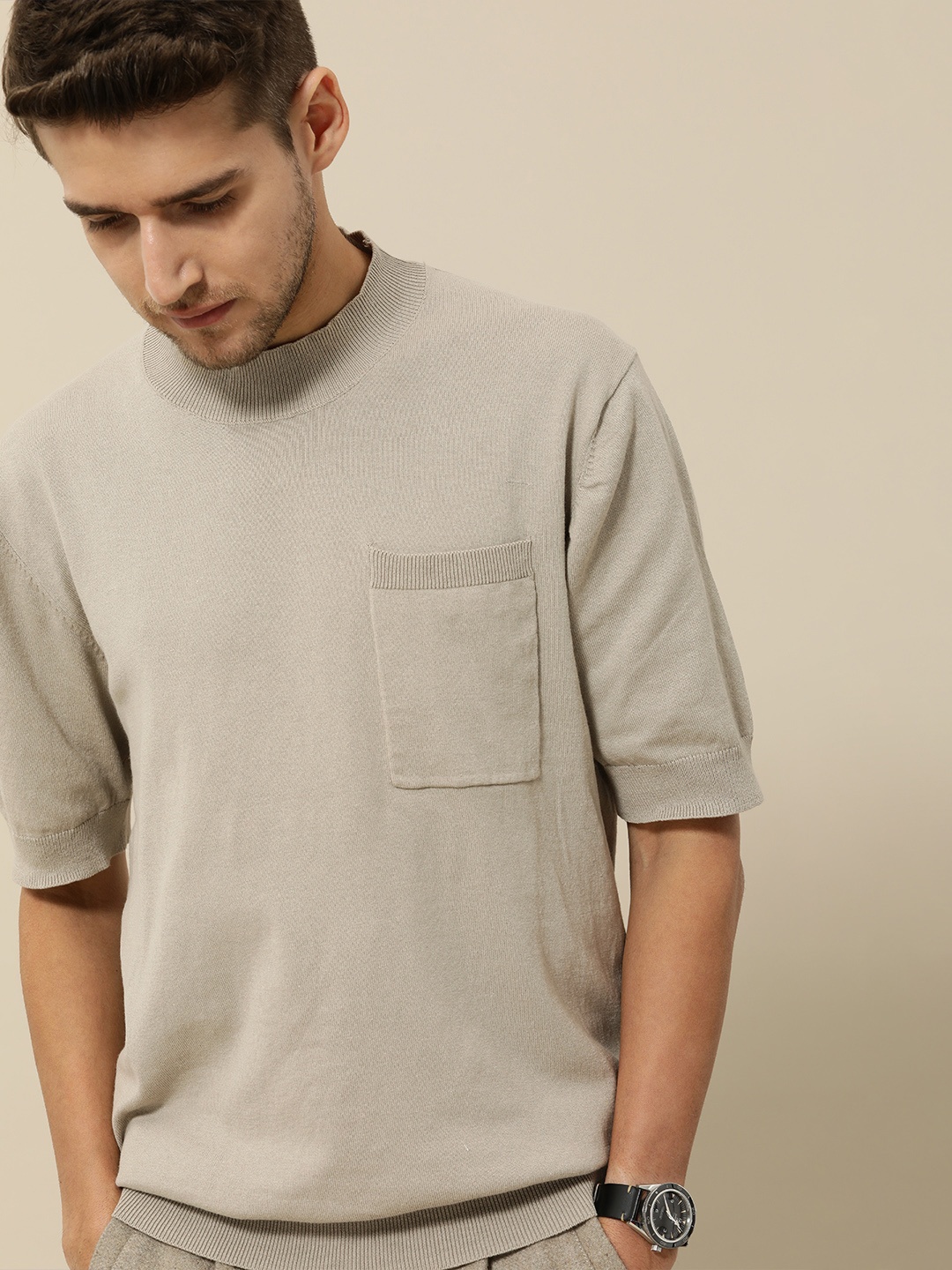 

Mr Bowerbird Men Oversized Fit Pocket T-shirt, Beige