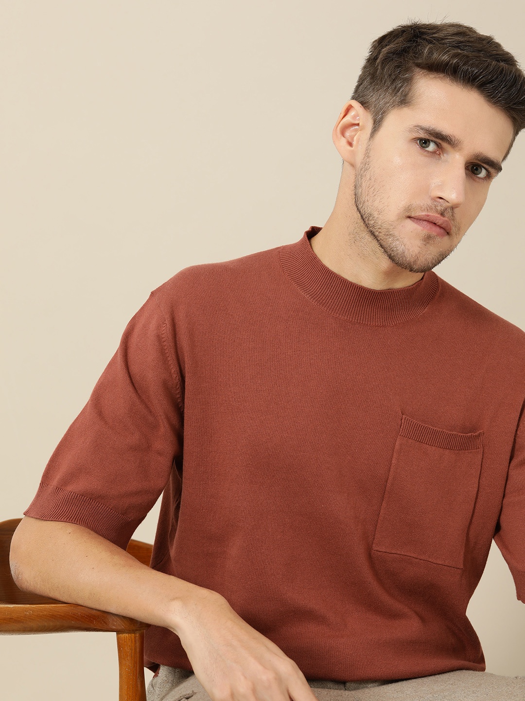 

Mr Bowerbird Men Oversized Fit Pocket T-shirt, Rust